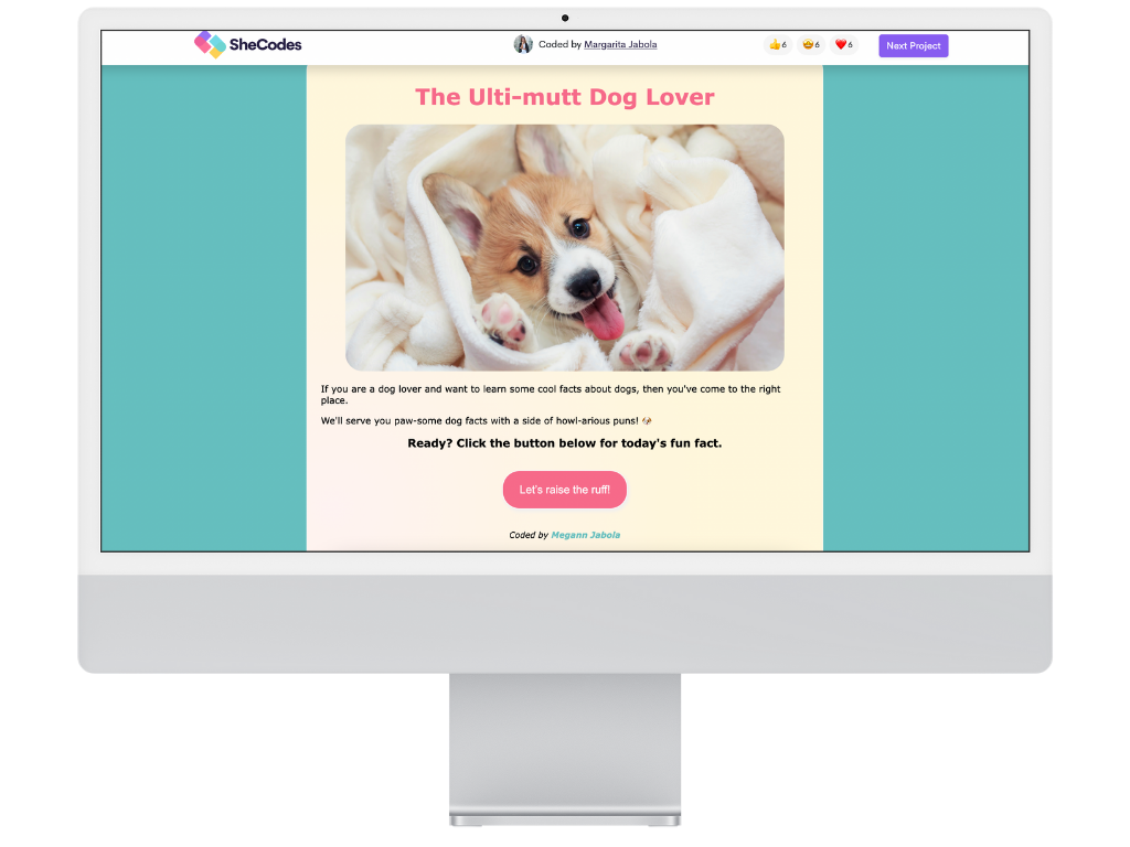 basic HTML & CSS website for dog lovers